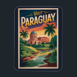 Paraguay Landscape Illustration Travel Art Vintage Magnet<br><div class="desc">Paraguay retro vector travel design. Paraguay is a landlocked South American country known for its rich cultural heritage,  scenic rivers,  and relaxed rural landscapes. With a blend of indigenous and Spanish influences,  it offers an authentic and less-traveled destination in the heart of the continent.</div>