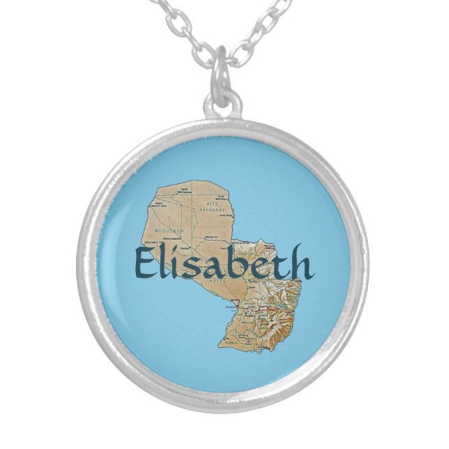 Paraguay Map + Name Necklace (Front)