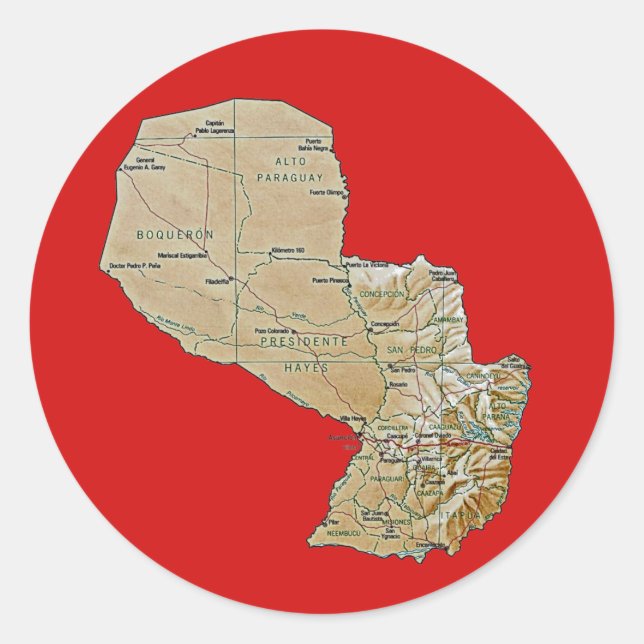 Paraguay Map Sticker (Front)