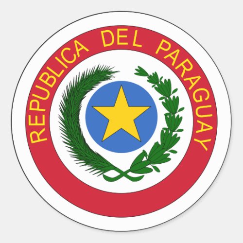 Paraguay Official Coat Of Arms Heraldry Symbol Classic Round Sticker