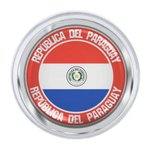Paraguay Round Emblem Silver Finish Lapel Pin