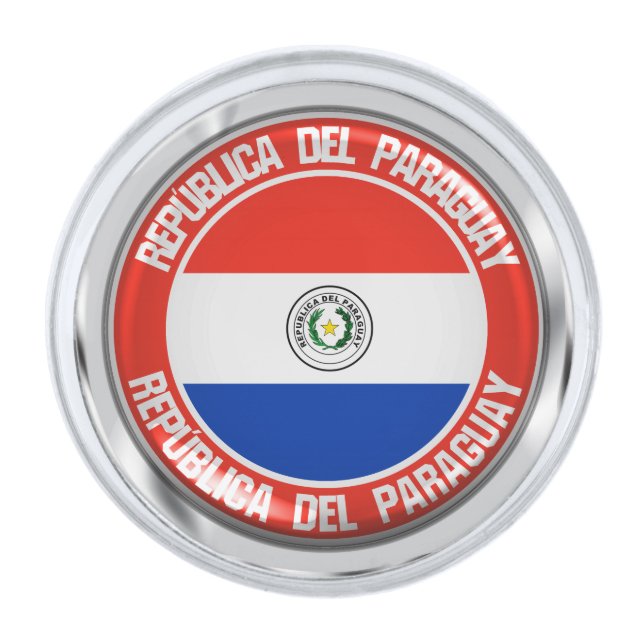 Paraguay Round Emblem Silver Finish Lapel Pin (Front)