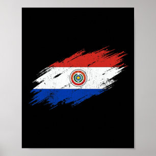 Paraguay Soccer Fan Tattered Flag National Pride Poster