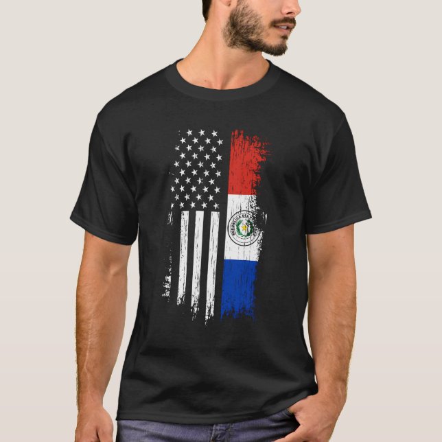 Paraguayan American Flag Pride Paraguay Usa T-Shirt (Front)
