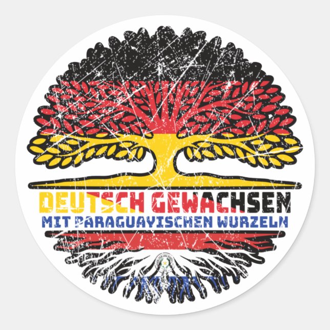 Paraguayan Deutsch Deutschland Baum Classic Round Sticker (Front)