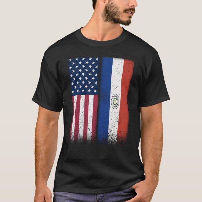 Paraguayan Flag USA And Paraguay Flags Proud Parag T-Shirt (Front)