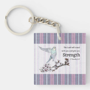 Parakeet and Encouraging Verse  Keychain