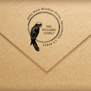 Parakeet Bird Elegant Custom Family Return Address Rubber Stamp