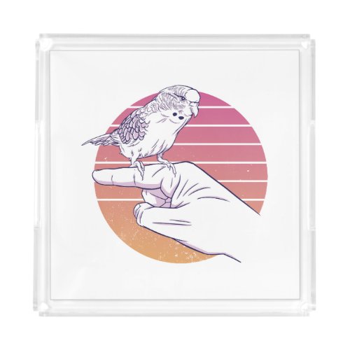 Parakeet bird on finger design acrylic tray