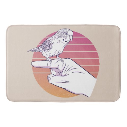 Parakeet bird on finger design bath mat