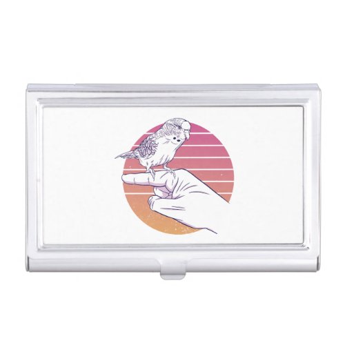 Parakeet bird on finger design business card case