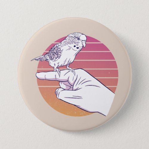 Parakeet bird on finger design button