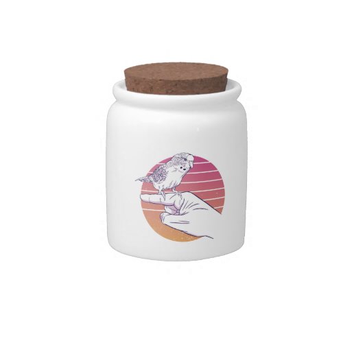 Parakeet bird on finger design candy jar