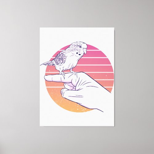 Parakeet bird on finger design canvas print