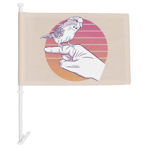 Parakeet bird on finger design car flag