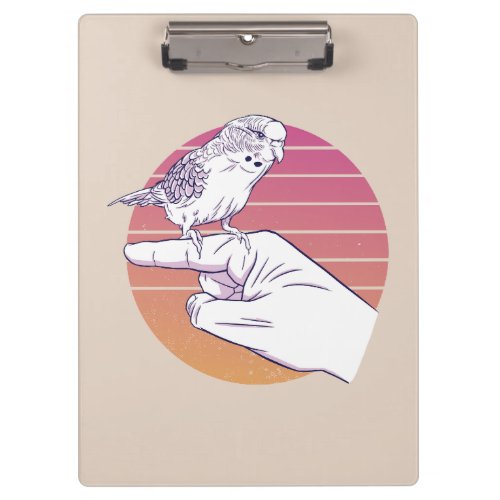 Parakeet bird on finger design clipboard