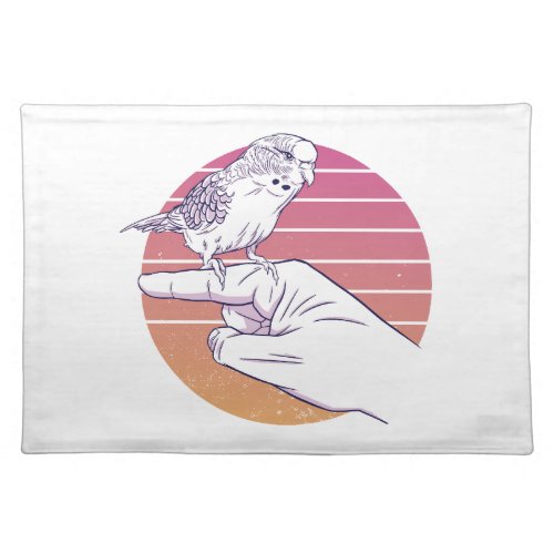 Parakeet bird on finger design cloth placemat