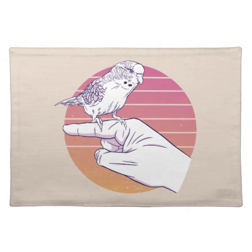 Parakeet bird on finger design cloth placemat