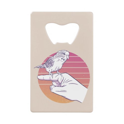 Parakeet bird on finger design credit card bottle opener