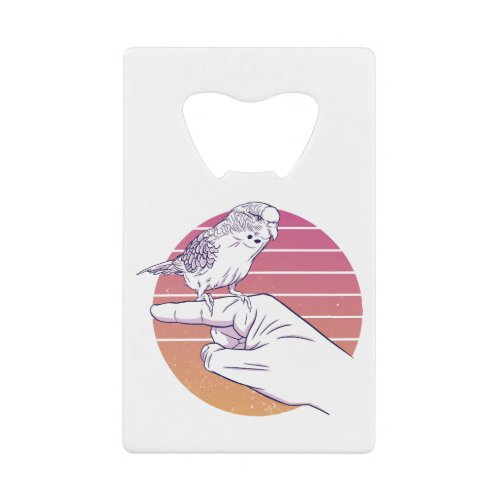 Parakeet bird on finger design credit card bottle opener