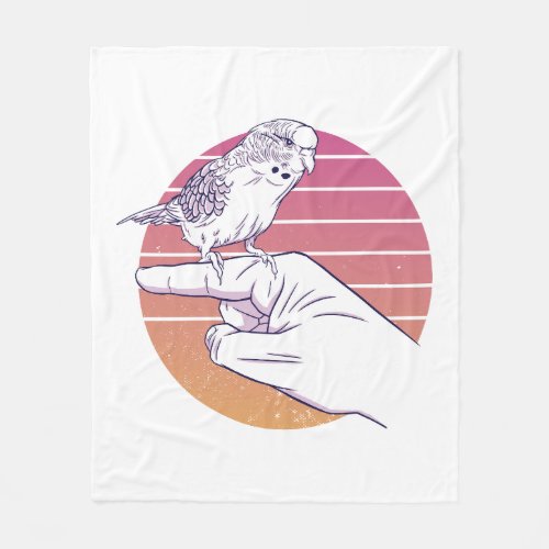 Parakeet bird on finger design fleece blanket