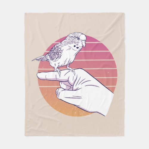 Parakeet bird on finger design fleece blanket