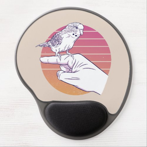 Parakeet bird on finger design gel mouse pad