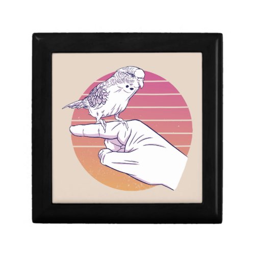 Parakeet bird on finger design gift box