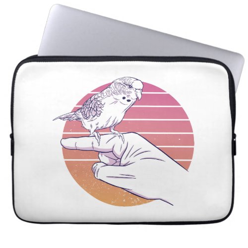 Parakeet bird on finger design laptop sleeve