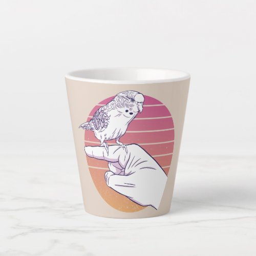 Parakeet bird on finger design latte mug