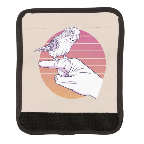 Parakeet bird on finger design luggage handle wrap