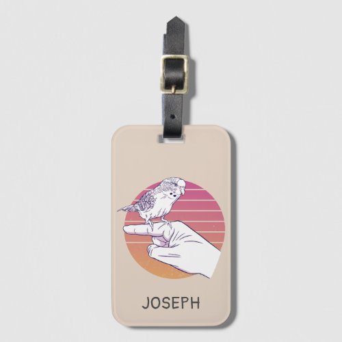 Parakeet bird on finger design luggage tag