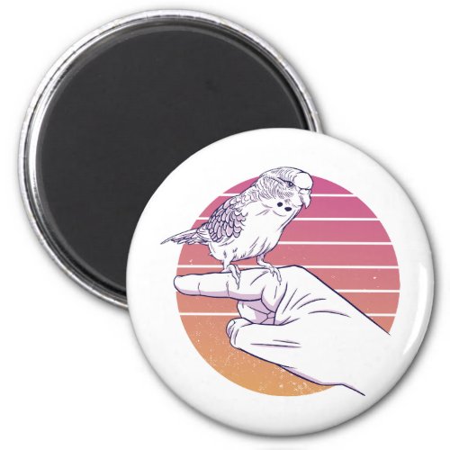 Parakeet bird on finger design magnet