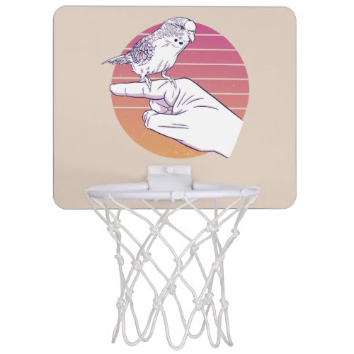 Parakeet bird on finger design mini basketball hoop