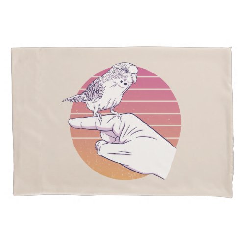 Parakeet bird on finger design pillow case