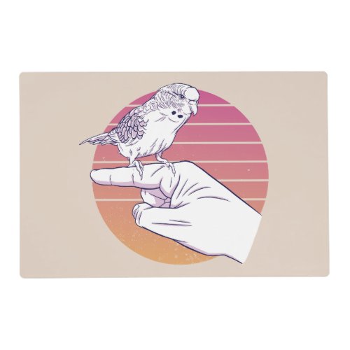 Parakeet bird on finger design placemat