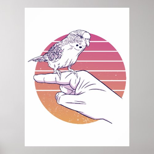 Parakeet bird on finger design poster