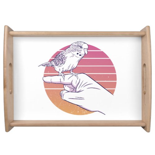 Parakeet bird on finger design serving tray