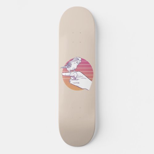 Parakeet bird on finger design skateboard