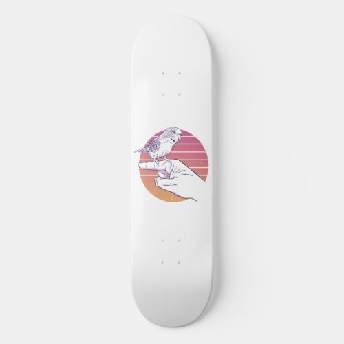 Parakeet bird on finger design skateboard