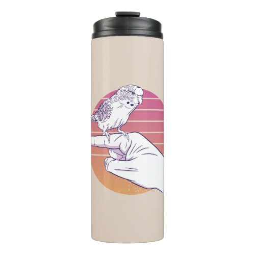 Parakeet bird on finger design thermal tumbler