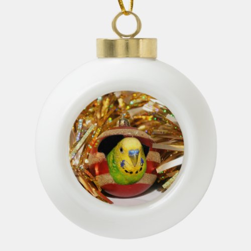 Parakeet Christmas Ceramic Ball Christmas Ornament