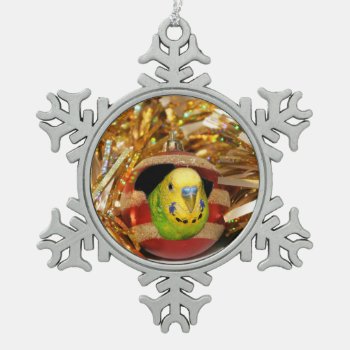 Parakeet Christmas Snowflake Pewter Christmas Ornament by deemac1 at Zazzle