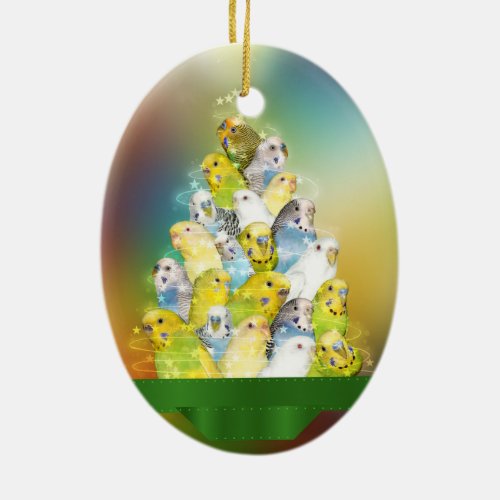 Parakeet Christmas tree Ceramic Ornament