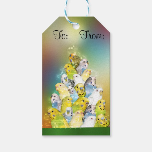 Parakeet Christmas tree Gift Tags (Front)