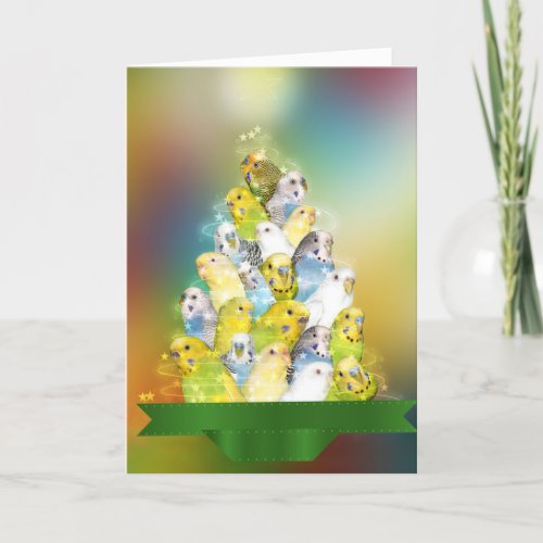 Parakeet Christmas tree Holiday Card