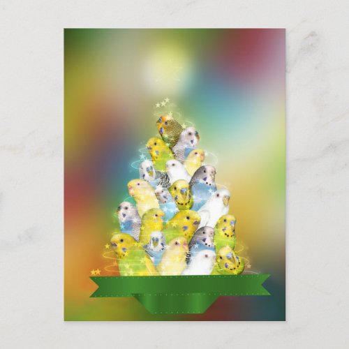 Parakeet Christmas tree Holiday Postcard