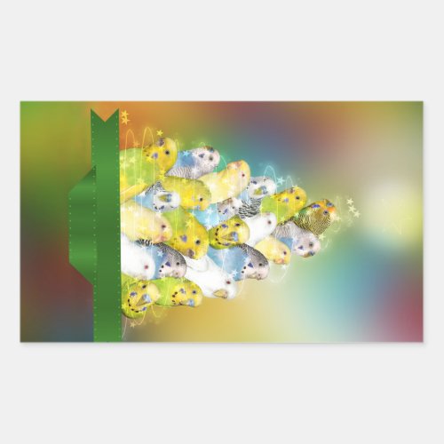 Parakeet Christmas tree Rectangular Sticker