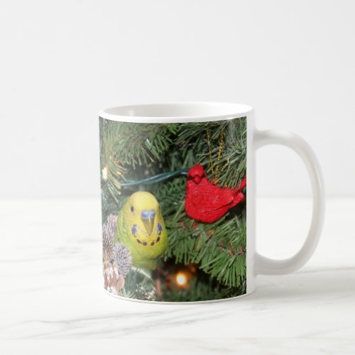 Parakeet in a Christmas tree Coffee Mug