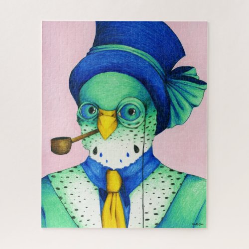 Parakeet in Clothes Pastel Male Budgie Bird Jigsaw Puzzle
